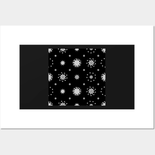 Suns and Dots Grey on Black Repeat 5748 Posters and Art